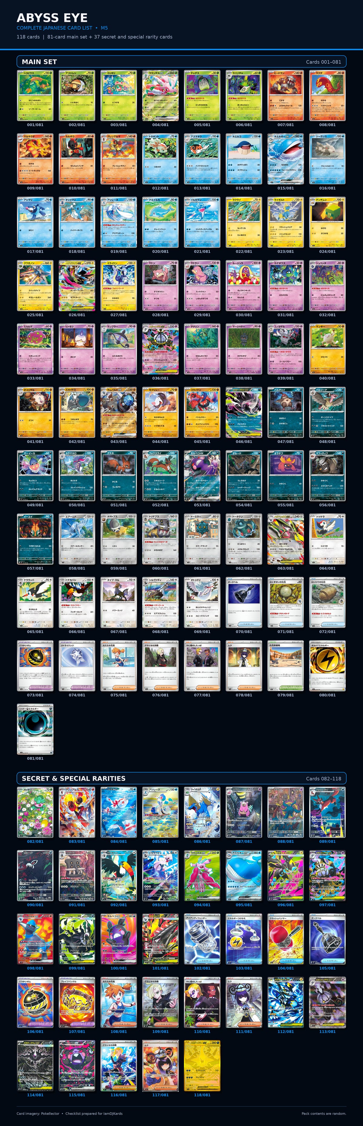 Complete Abyss Eye Japanese Pokémon card list