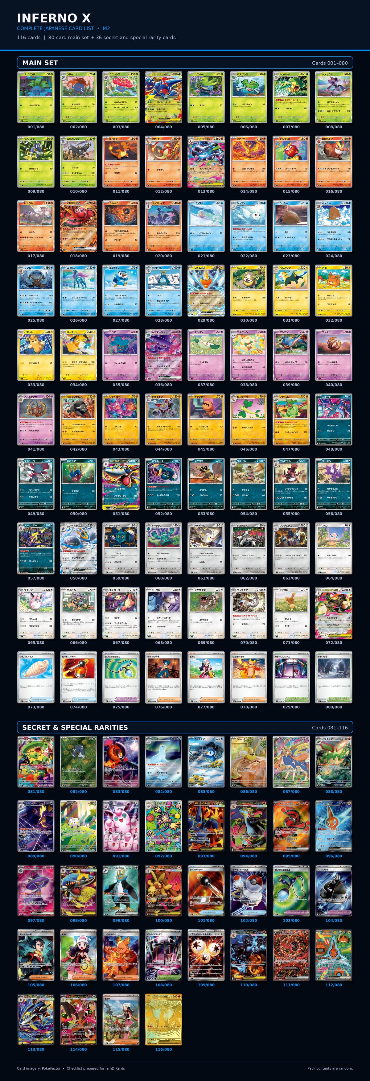 Complete Inferno X Japanese Pokémon card list