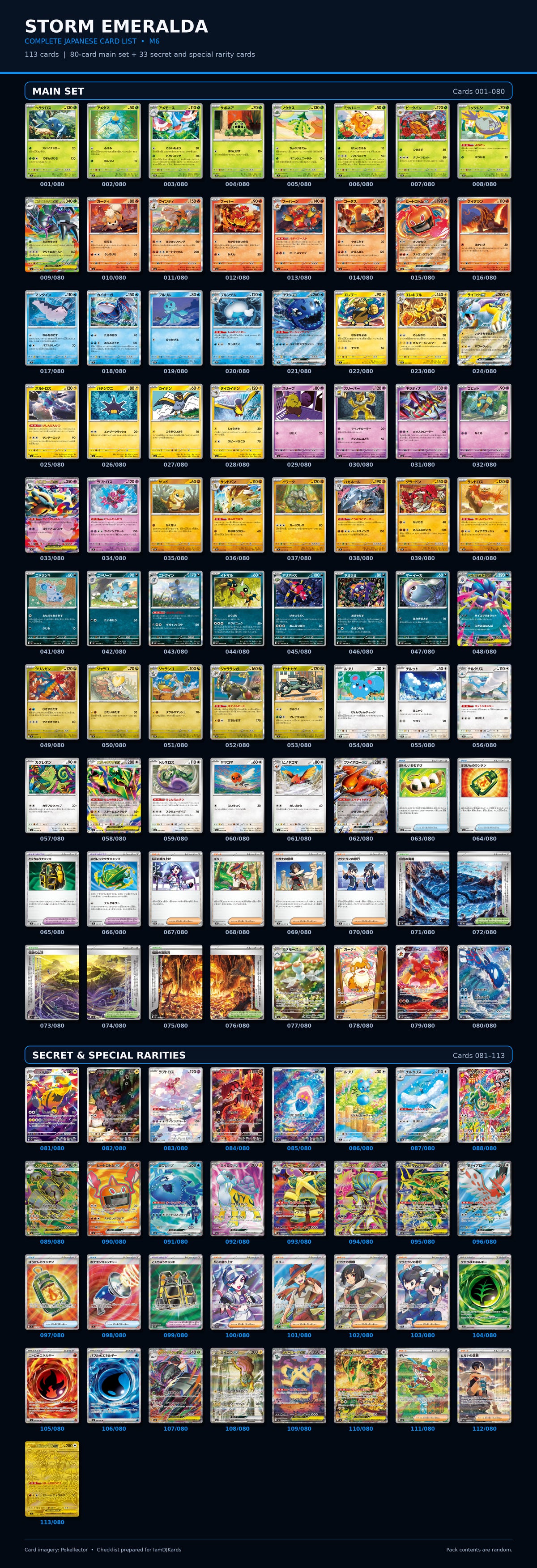 Complete Storm Emeralda Japanese Pokémon card list